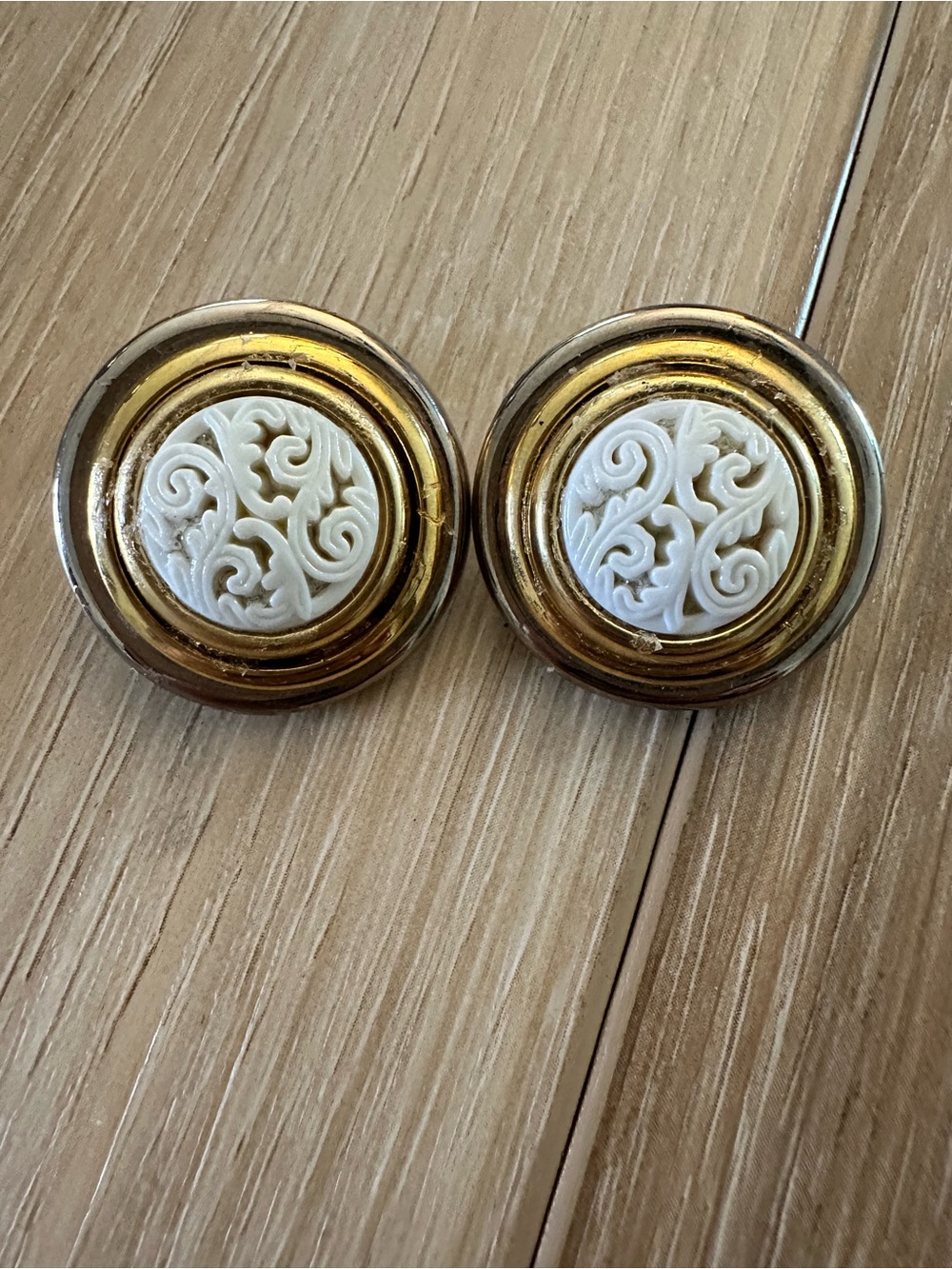 Vintage Scroll Design Clip On Earrings (Upcycled)